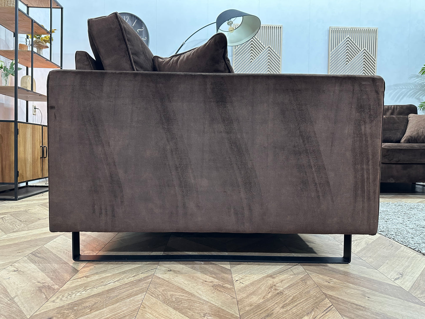Bruine Velvet Hoekbank ~ Losse Kussens Met Afneembare Hoezen