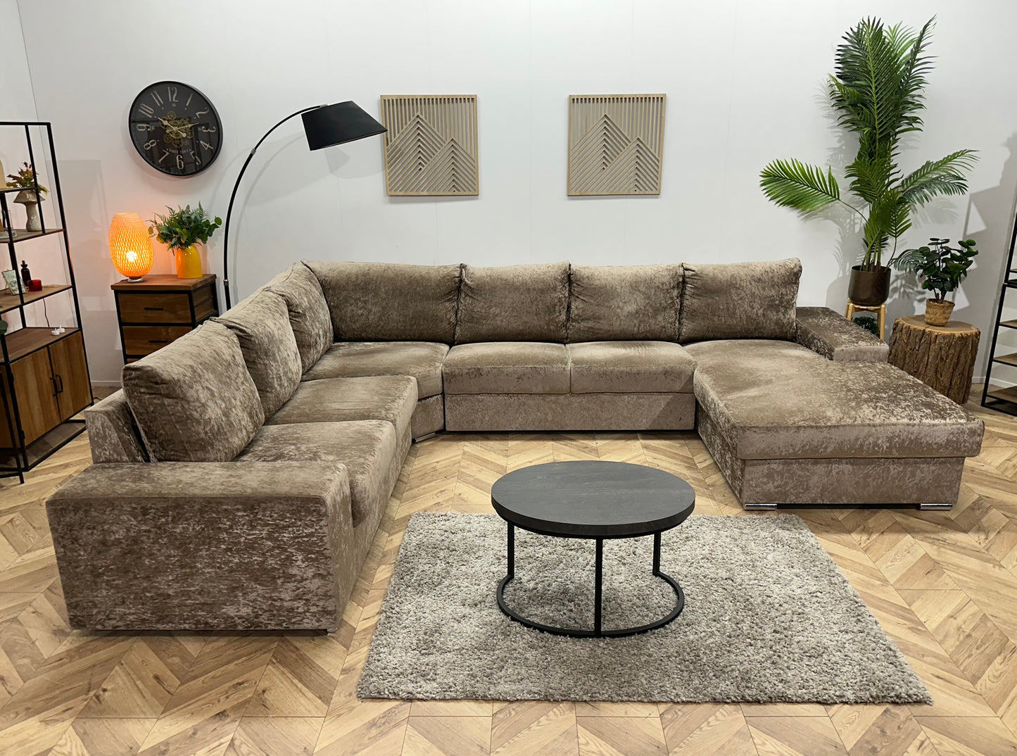 Bruine Velvet  U Bank ~ Losse Rugkussens Met Afneembare Hoezen