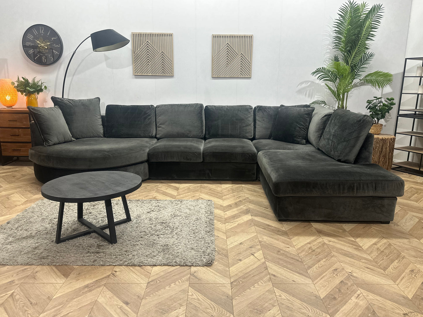 Urban Sofa Antraciet Design Velvet U Bank ~ Losse Kussens Met Afneembare Hoezen