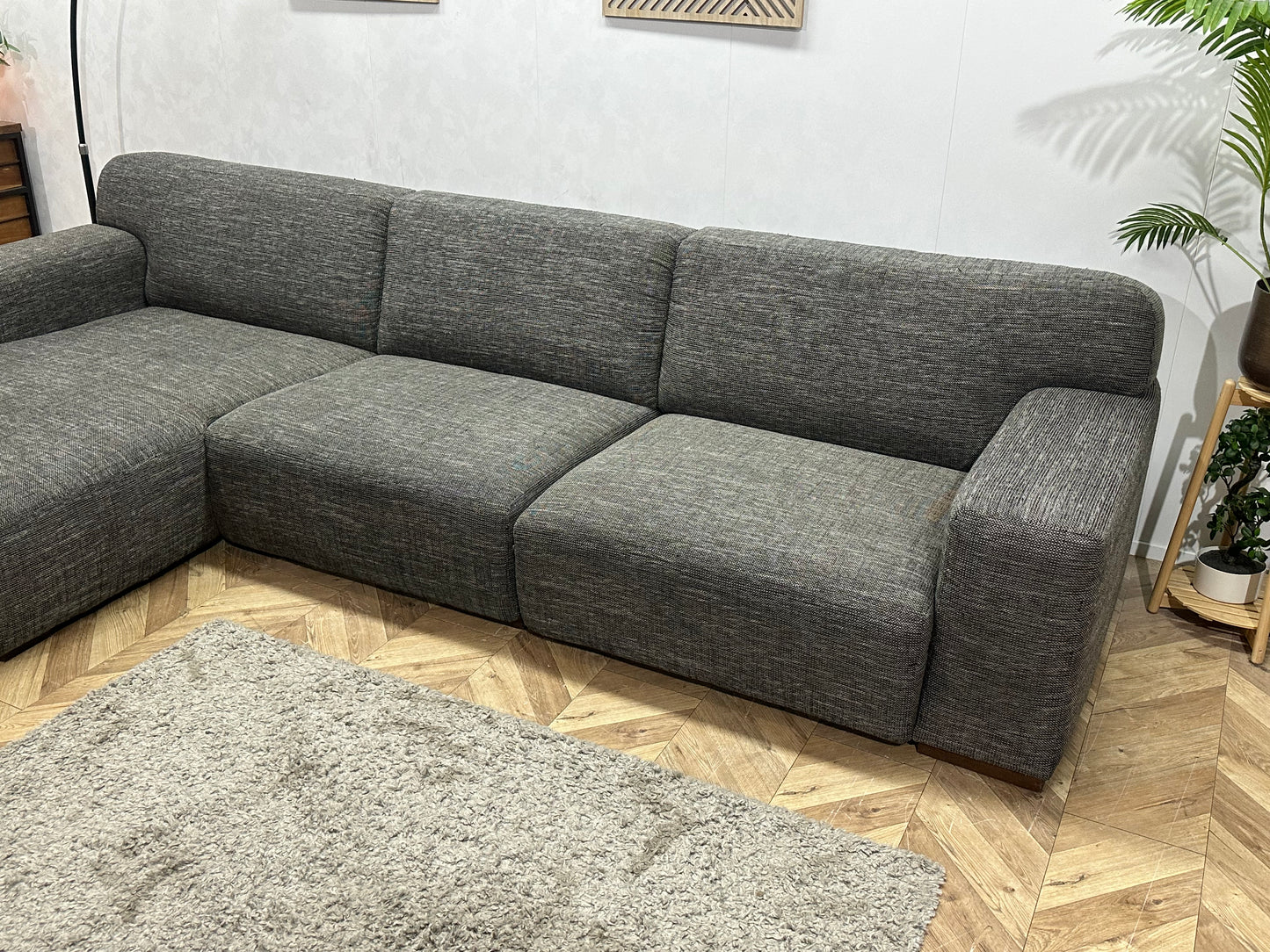 Antraciet Hoekbank ~ Vaste Kussens