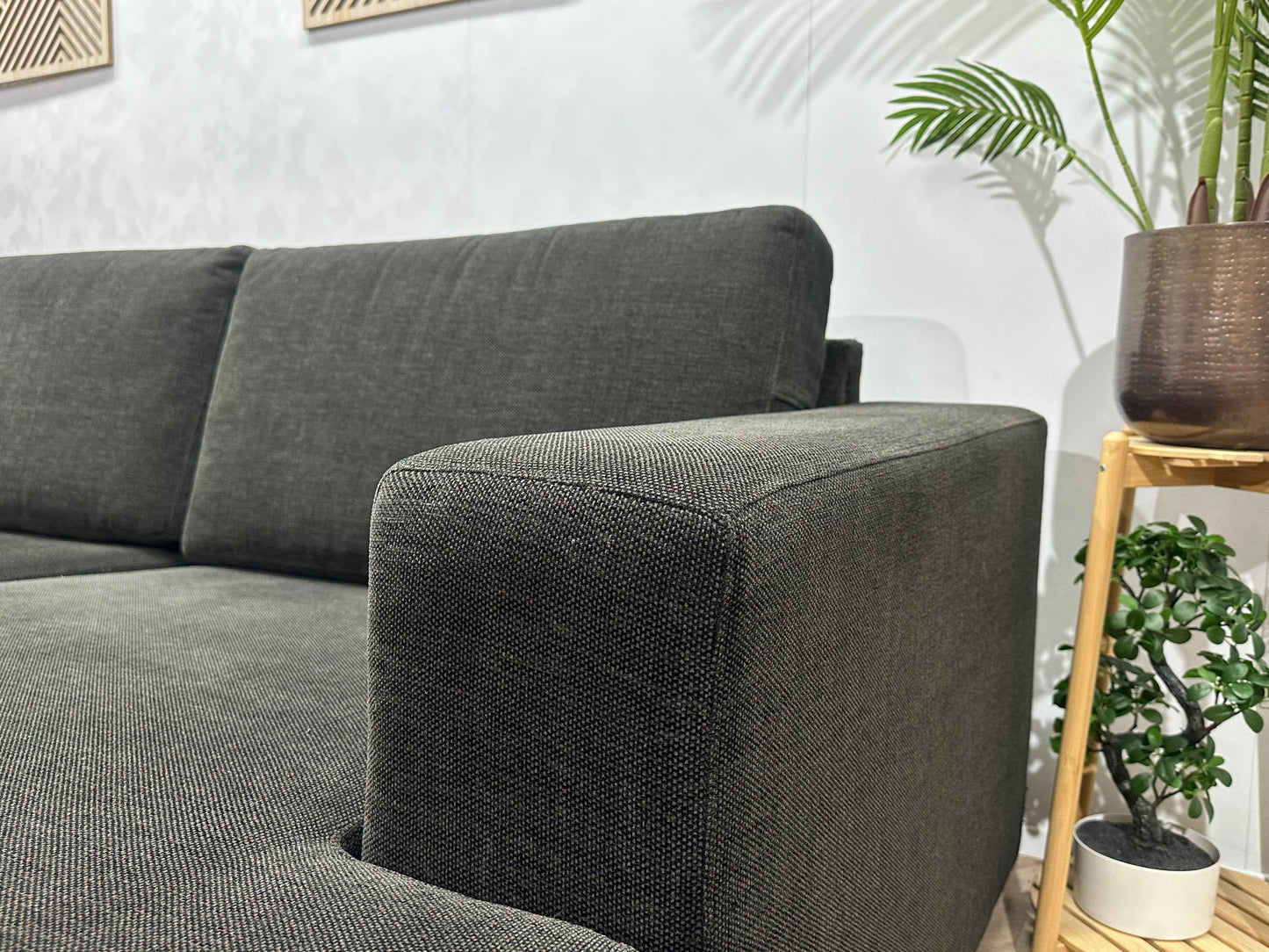 Antraciet Suède Stoffen Hoekbank ~ Losse Kussens Met Afneembare Hoezen