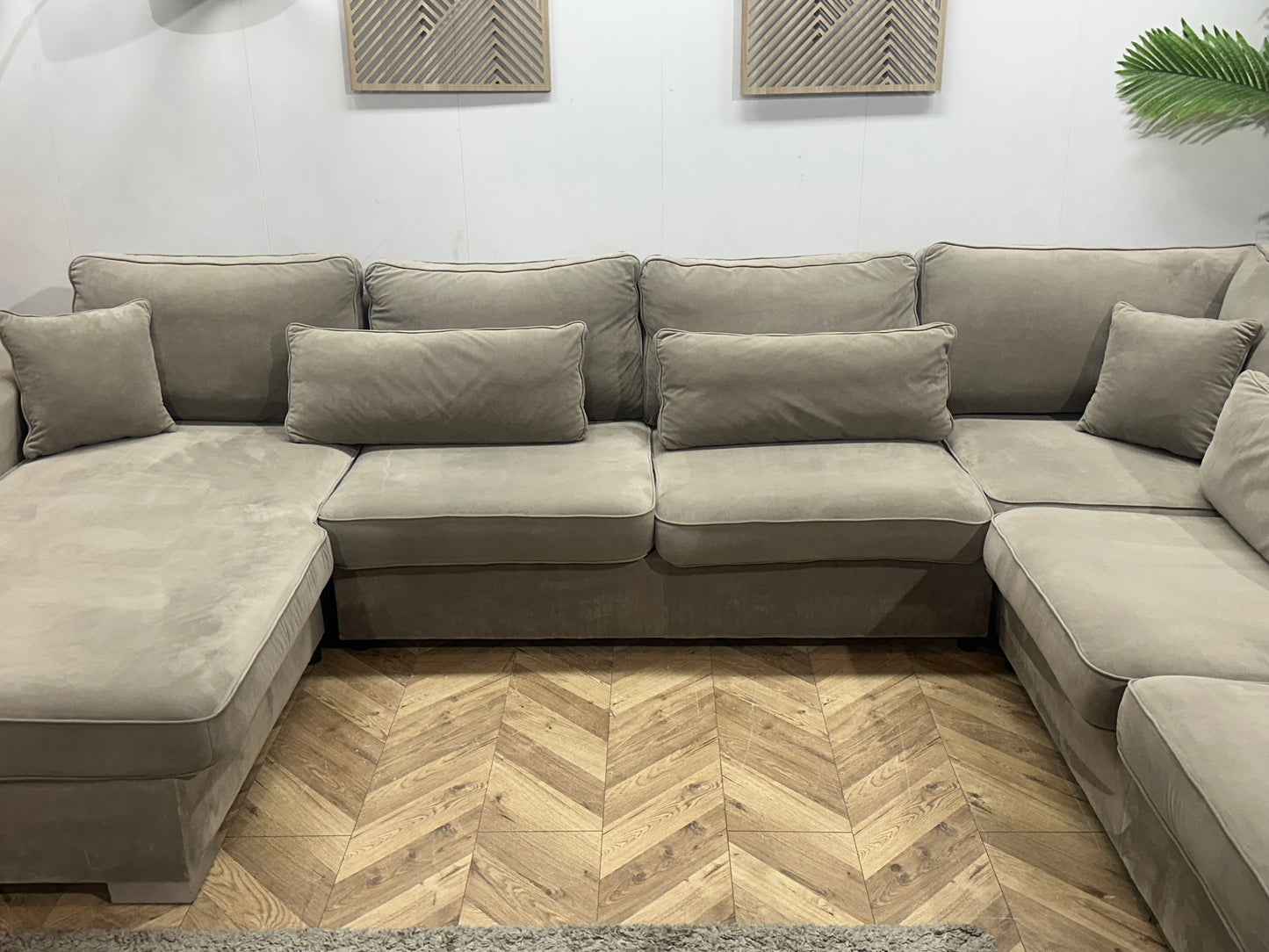 Beige Velvet U Bank ~ Losse Kussens Met Afneembare Hoezen