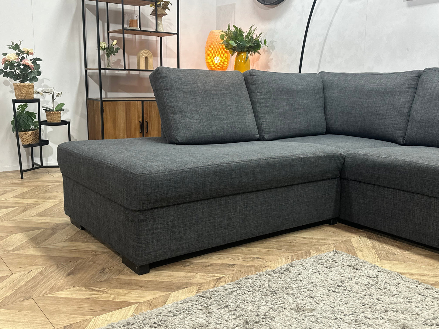 Antraciet Hoekbank ~ Losse Rugkussens Met Afneembare Hoezen