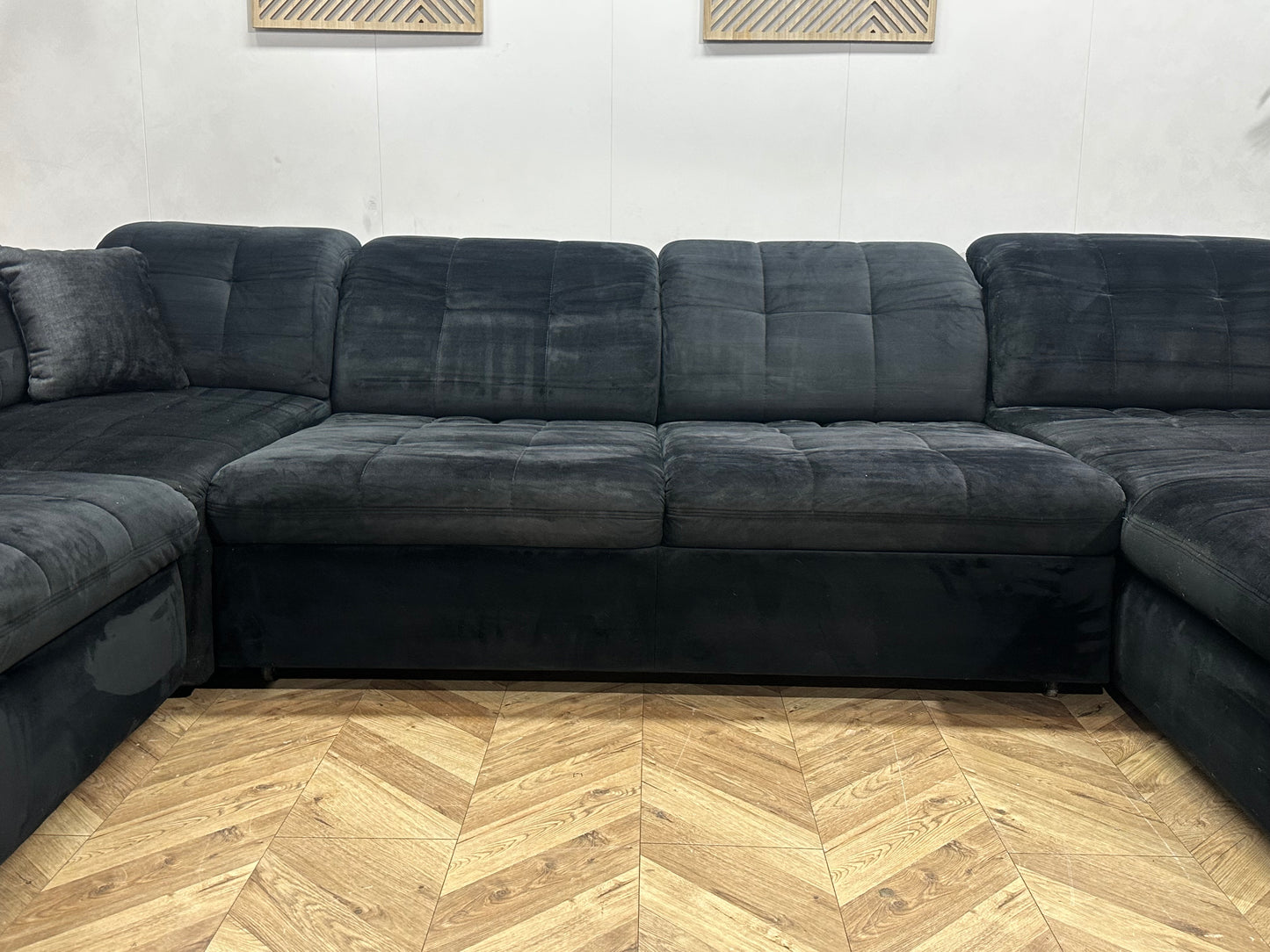 Zwarte Velvet U Bank ~ Uitschuifbare Rugleuningen