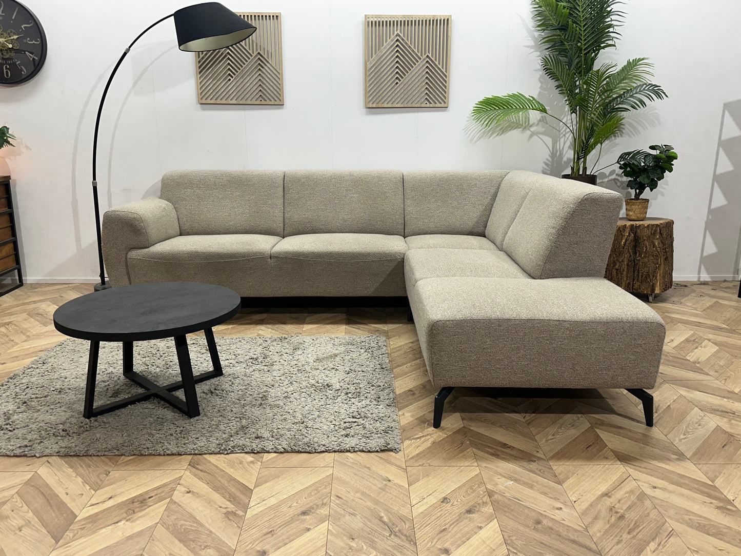 H&H Grijze Hoekbank ~ Vaste Kussens