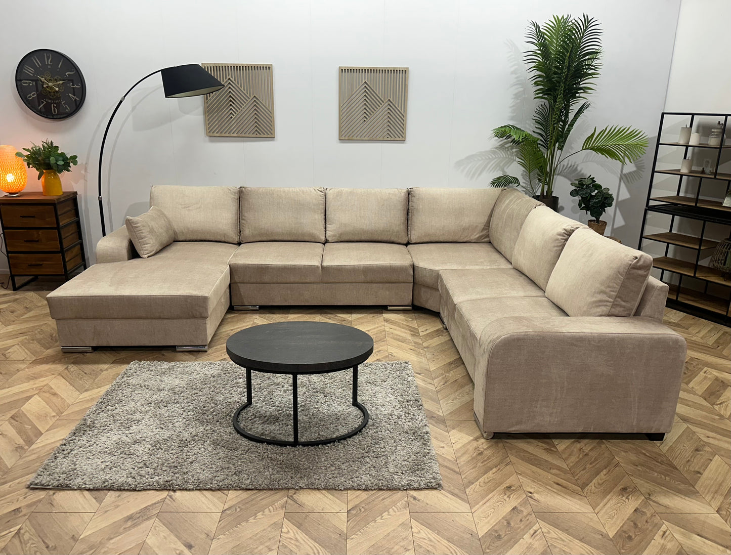 !Showroommodel! Beige Velvet U Bank