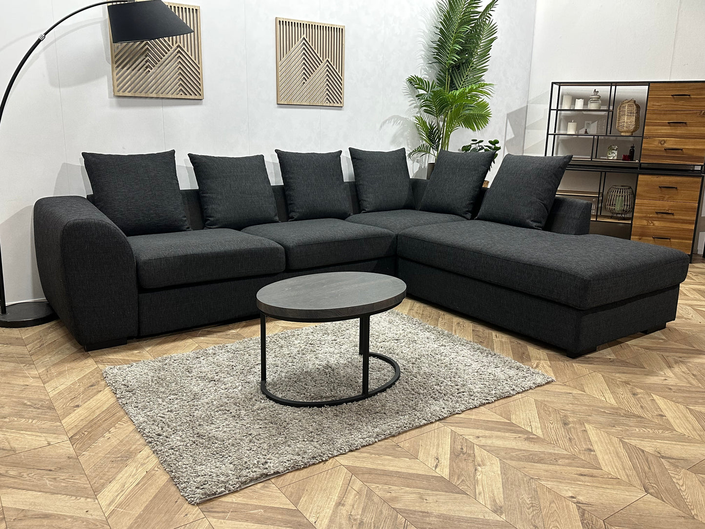 Antraciet Hoekbank ~ Losse Kussens Met Afneembare Hoezen