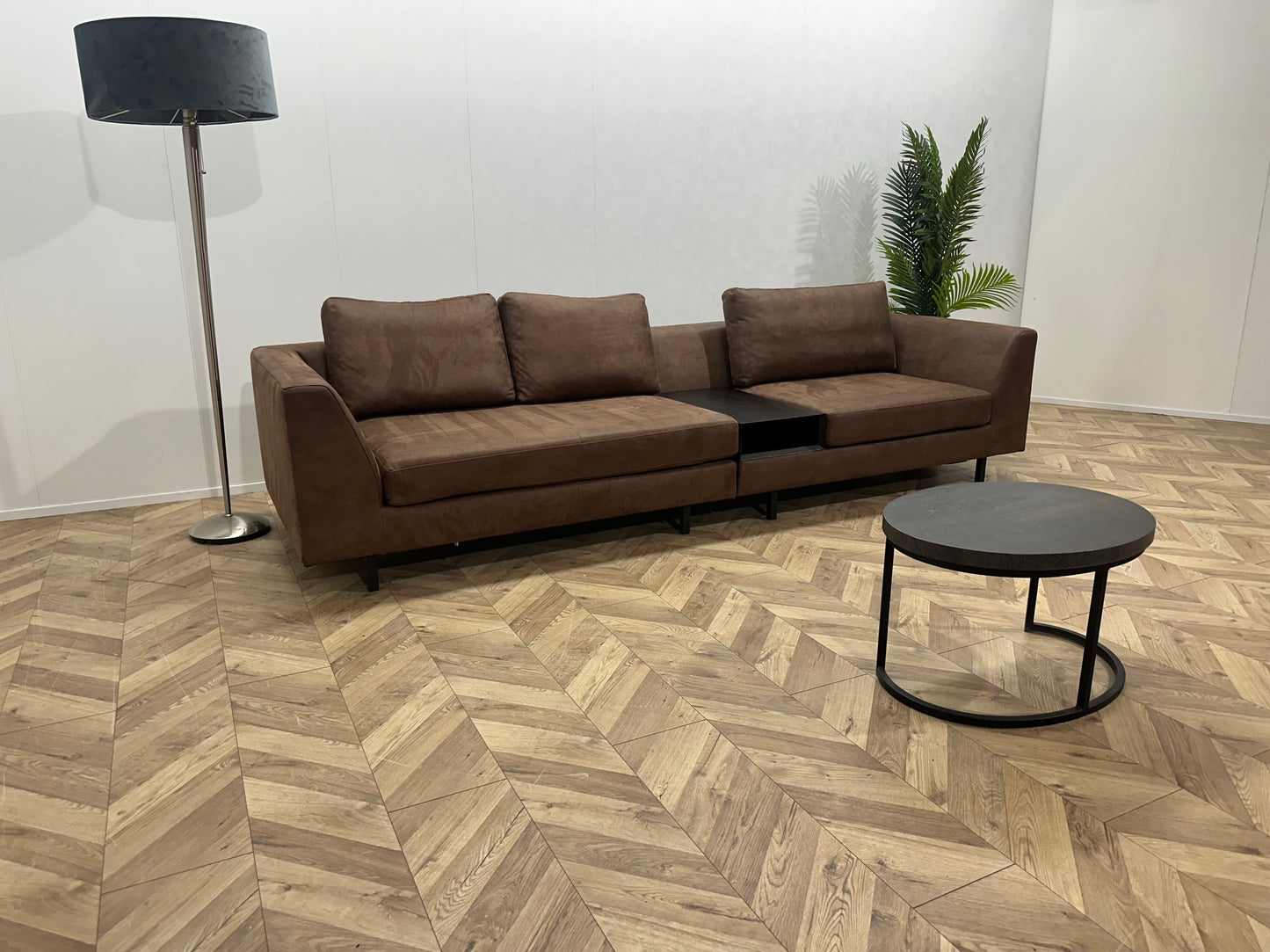 Bruine Suède Lederen Design 3-Zits Bank ~ Nieuwstaat