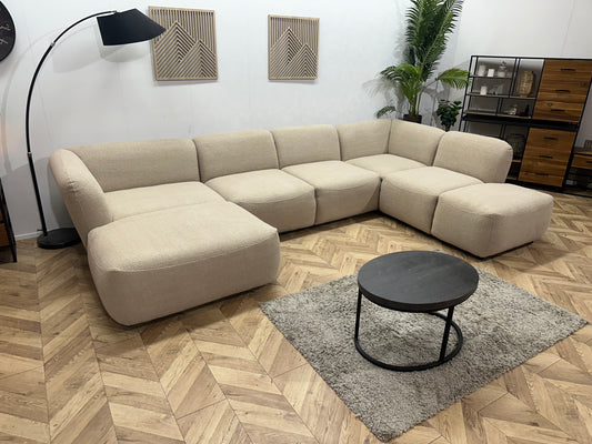 !Showroommodel! Beige Bouclé Stoffen U Bank