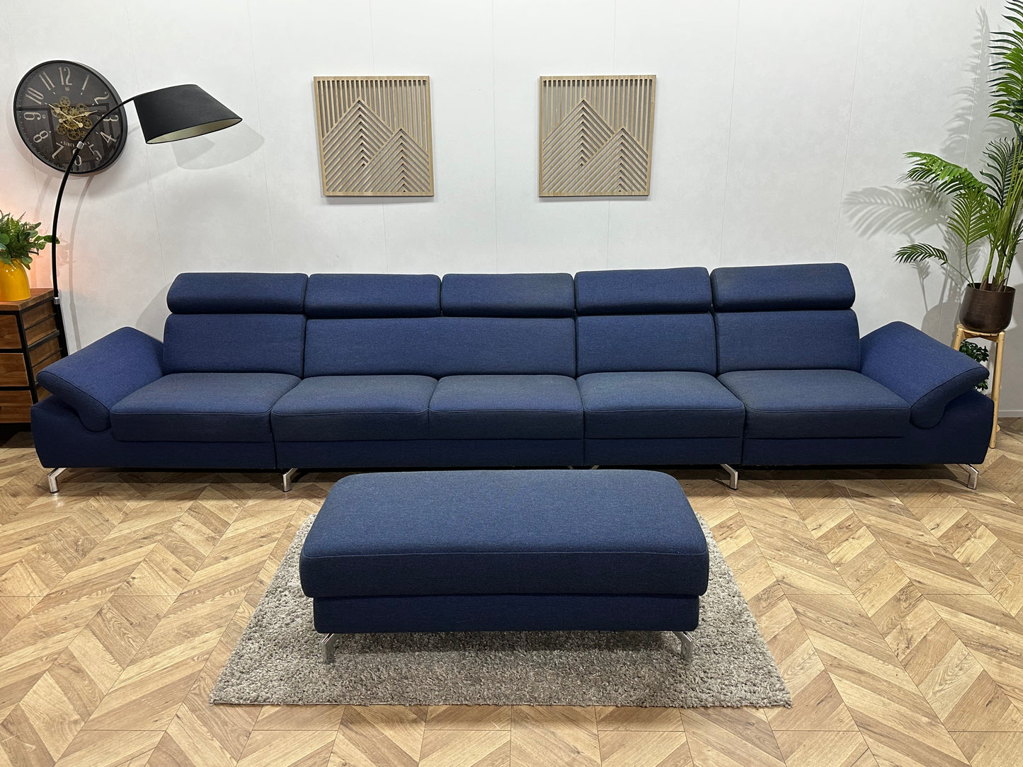 Montèl Blauwe Rechte Bank Inc Hocker ~ Verstelbare Arm/Hoofdsteunen