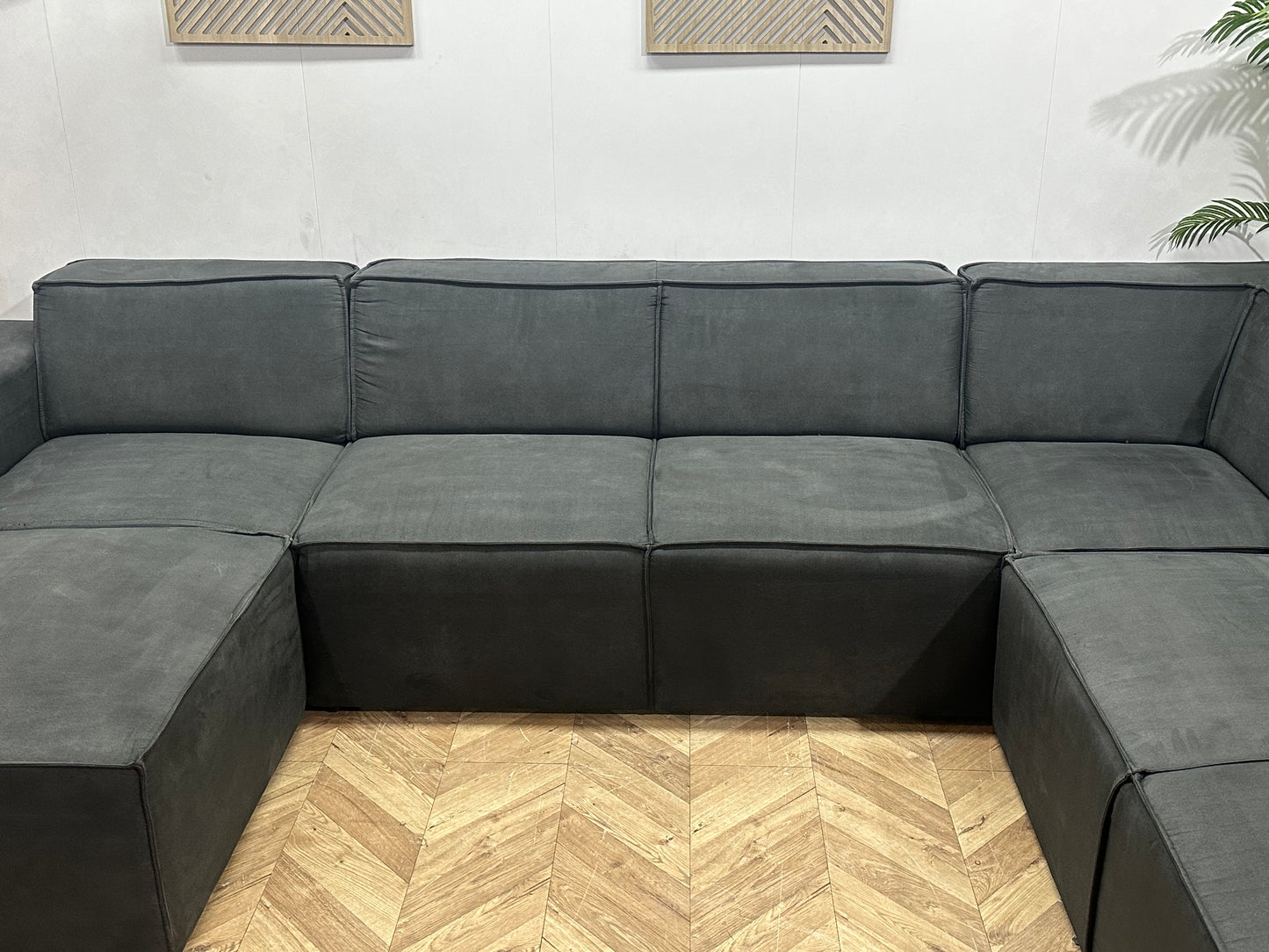 !Showroommodel! Antraciet Suède Stoffen U Bank