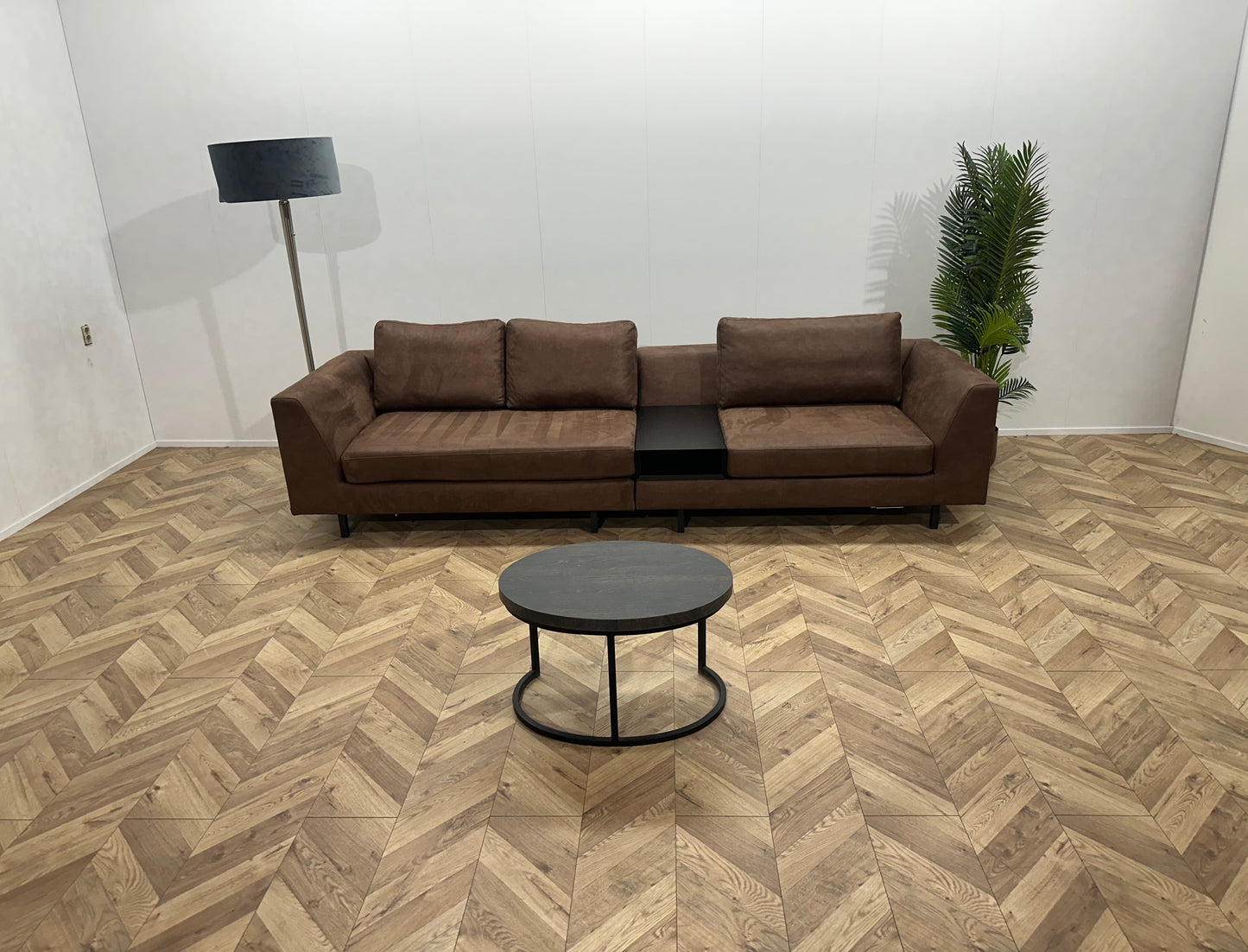 Bruine Suède Lederen Design 3-Zits Bank ~ Nieuwstaat
