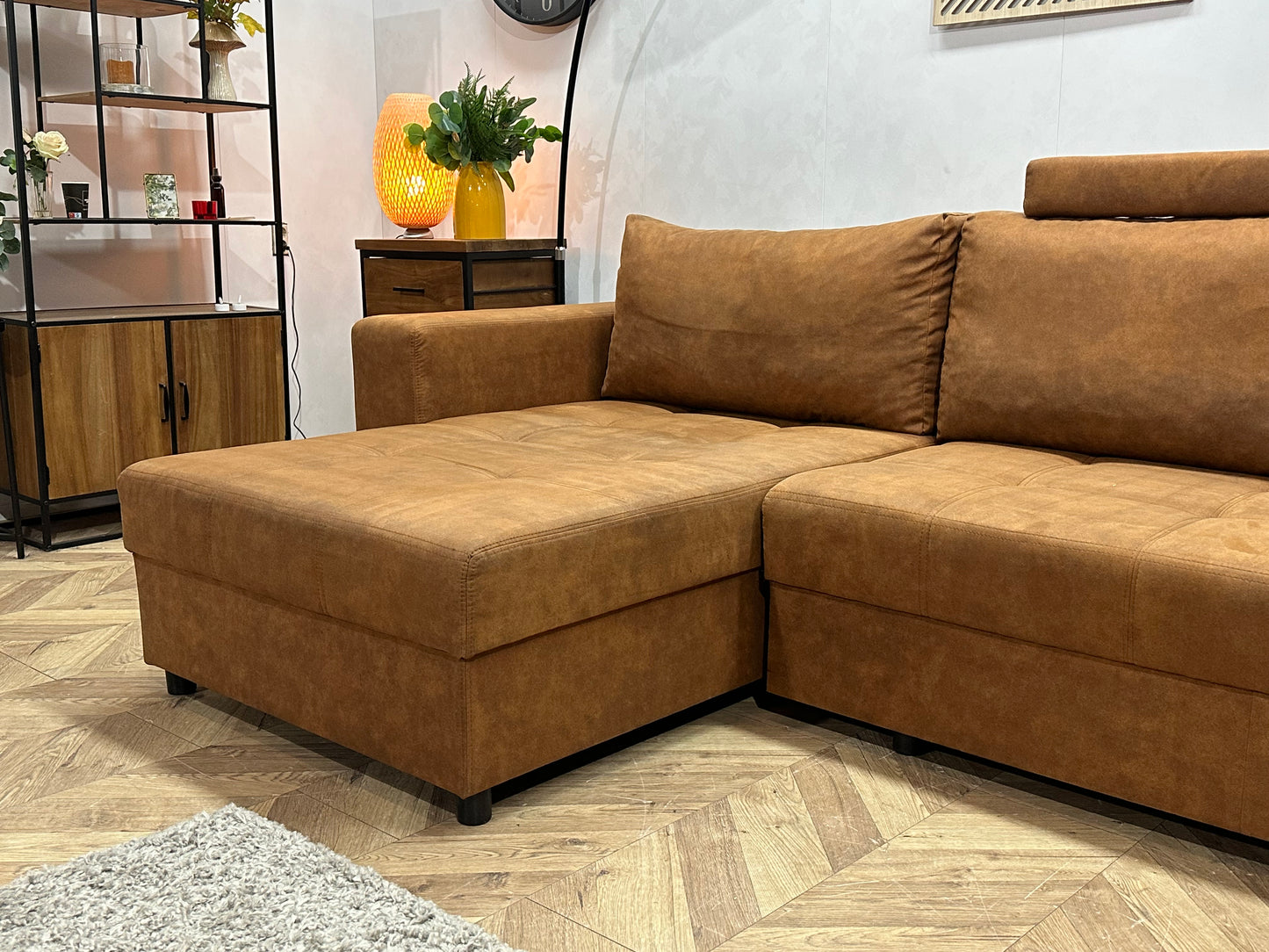 Cognac Bruine Suède Stoffen U Bank ~ Slaapfunctie