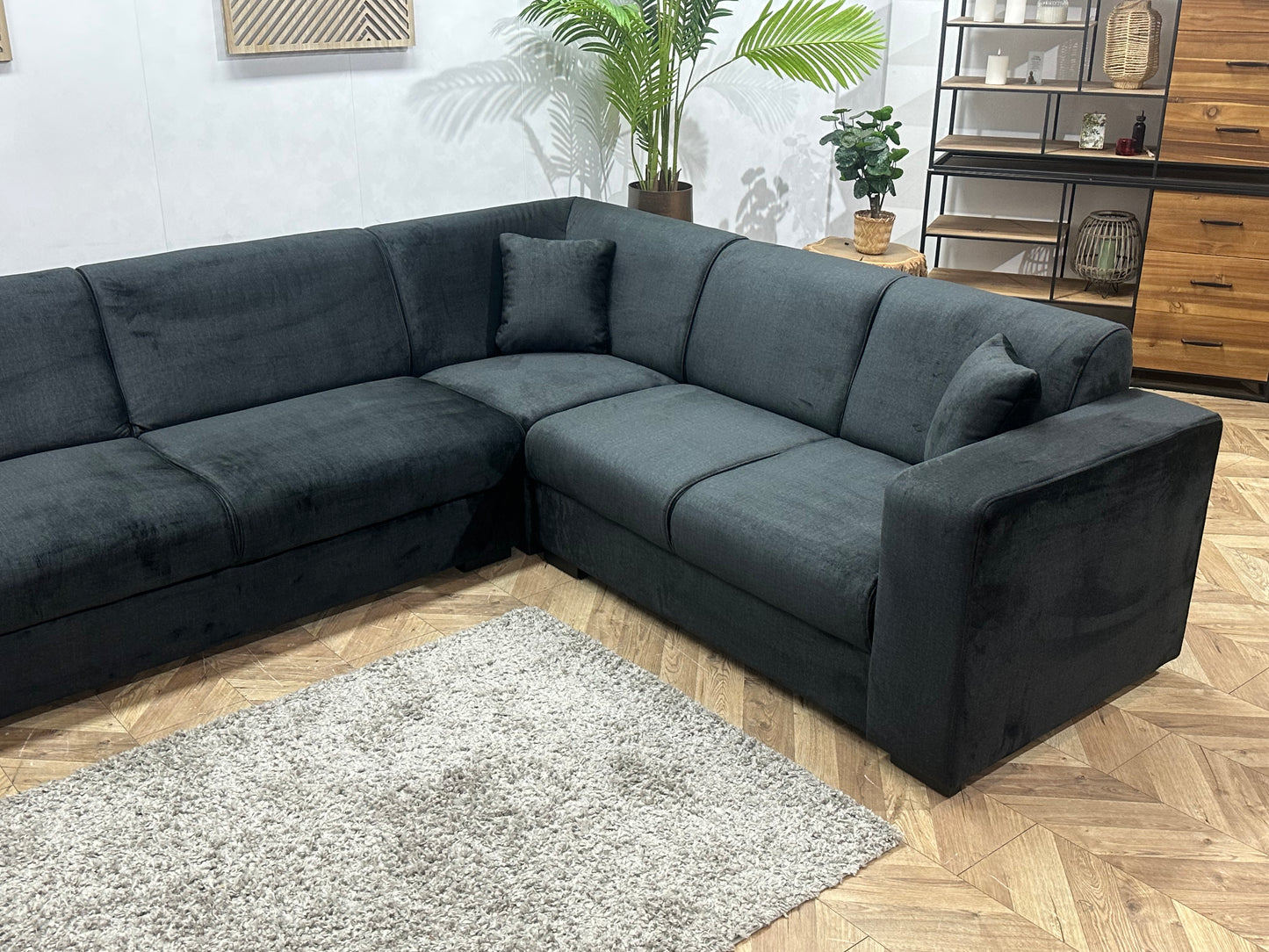 !Showroommodel! Zwarte Velvet Hoekbank