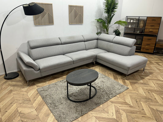 Licht Grijze Hoekbank ~ Verstelbare Arm/Hoofdsteunen