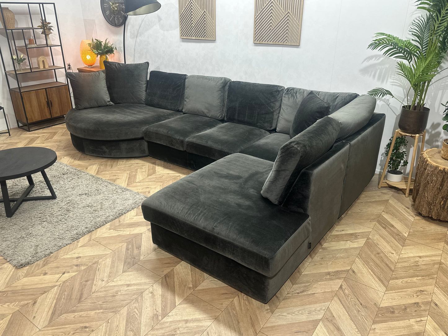 Urban Sofa Antraciet Design Velvet U Bank ~ Losse Kussens Met Afneembare Hoezen