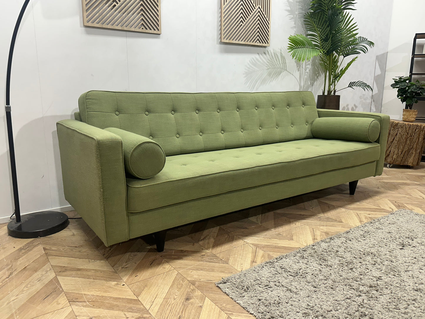 Licht Groene 3-Zits Bank Inc Hocker ~ Losse Rugkussen Met Afneembare Hoezen