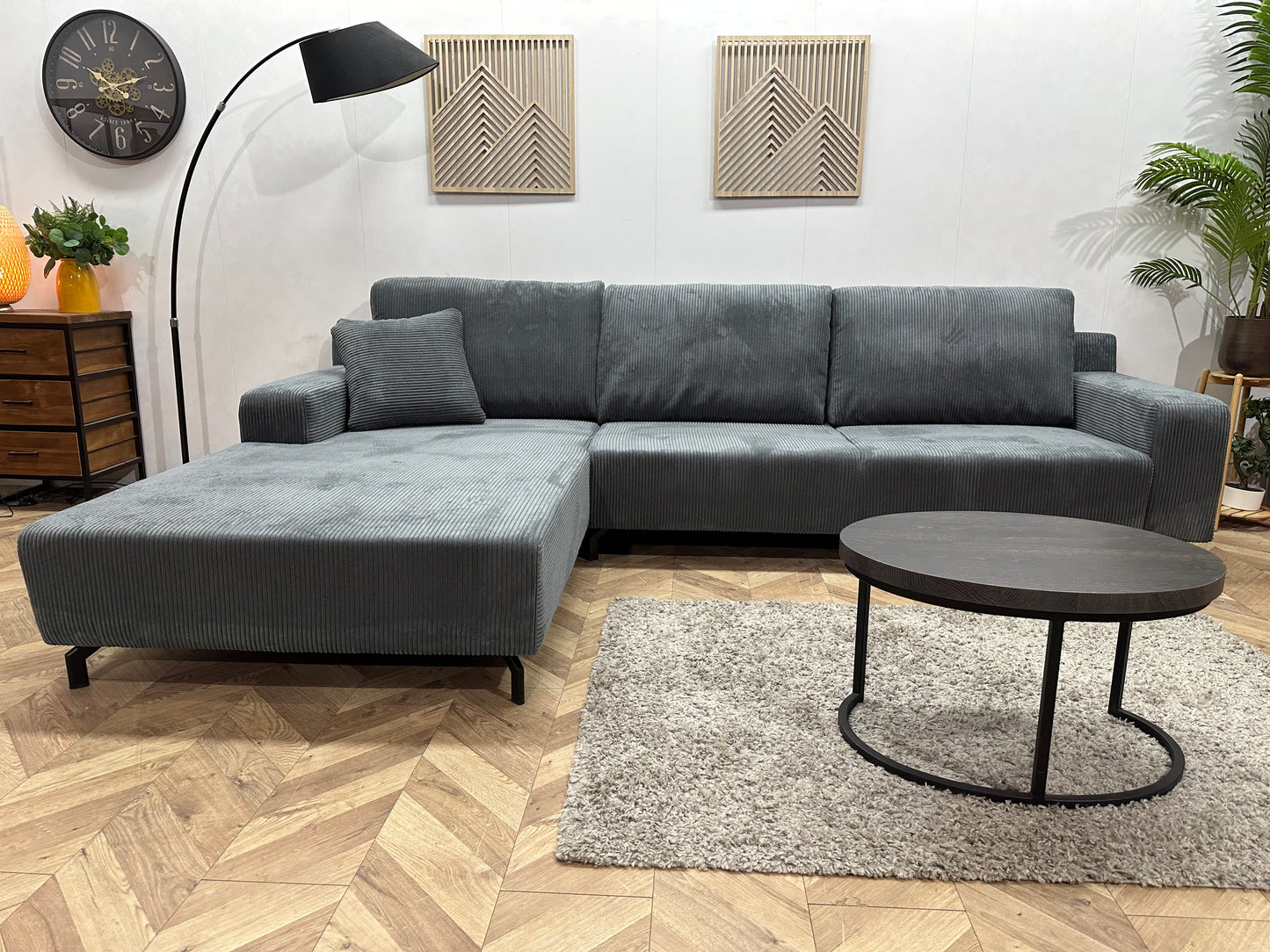 !Showroommodel! Blauwe Ribstof ~ Losse Rugkussens