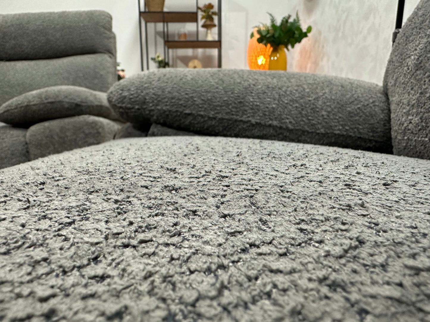 Grijze Bouclé Stoffen Banken Set ~ Relaxfunctie