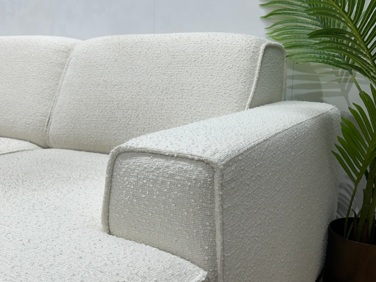 Witte Bouclé Stoffen U Bank ~ Vaste Kussens