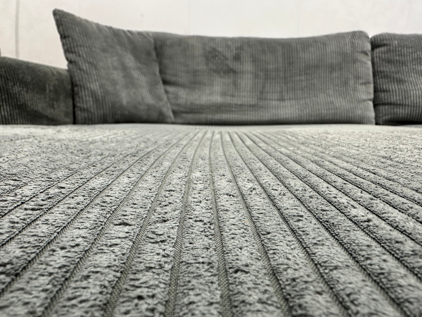 Grijze Ribstof Hoekbank ~ Meerdere Opstellingen