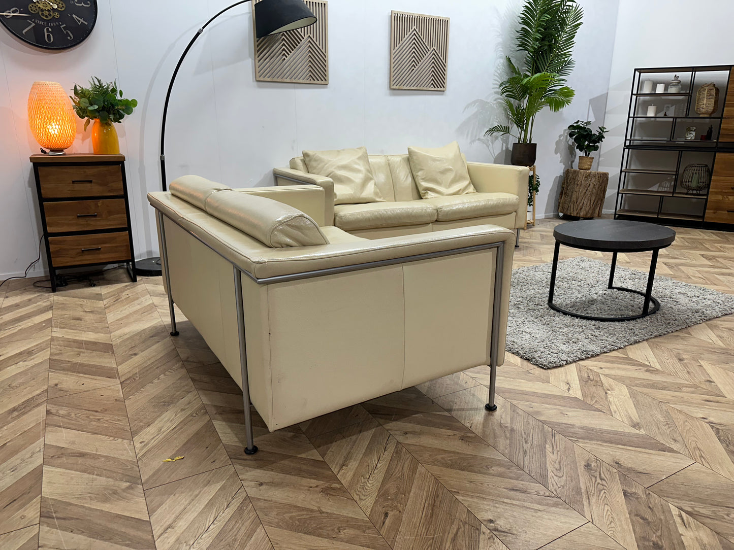 Touché Crème Lederen Banken Set ~ Losse Kussens