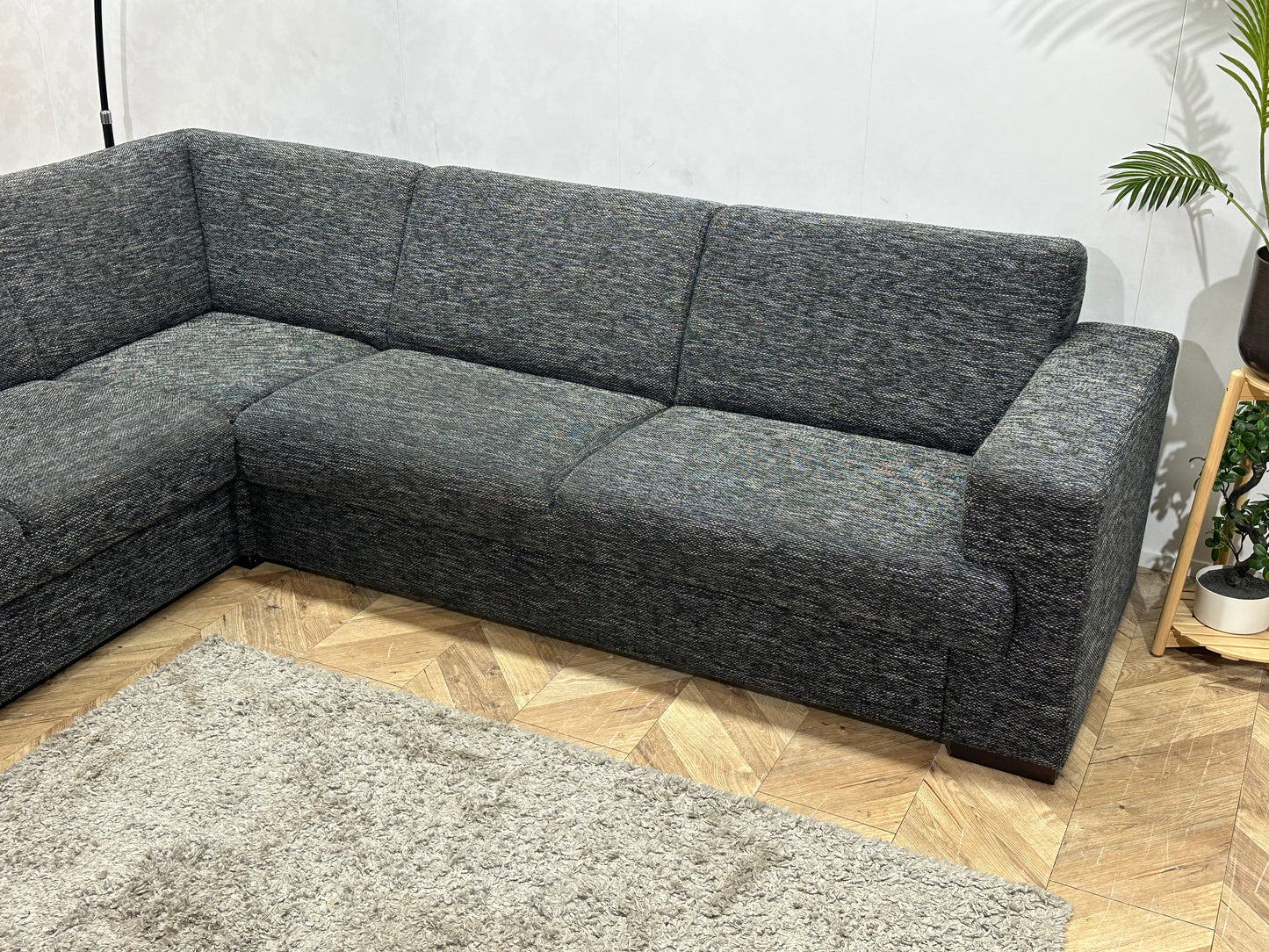 Antraciet Hoekbank ~ Vaste Kussens