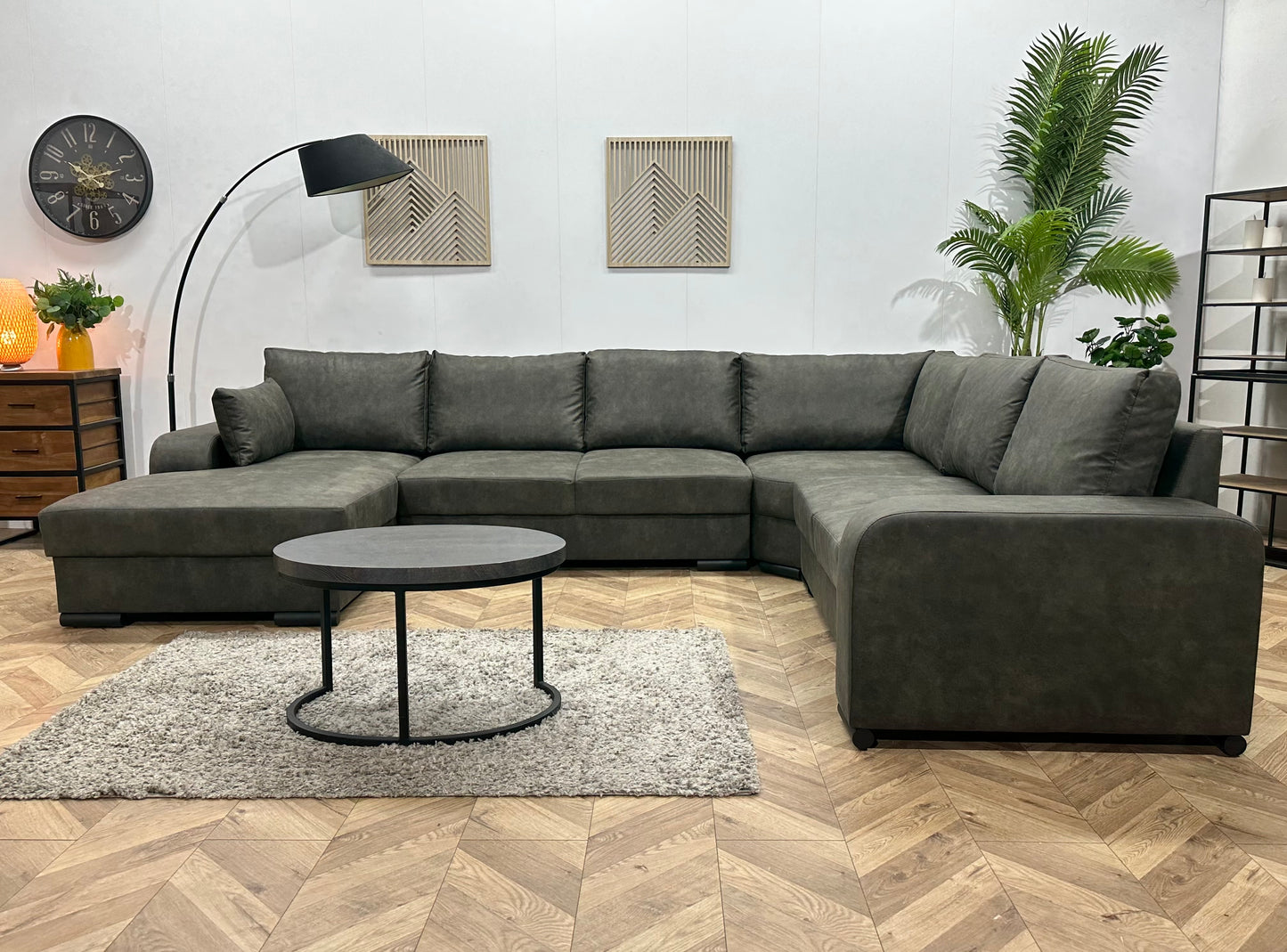 !Showroommodel! Antraciet Suède Stoffen U Bank