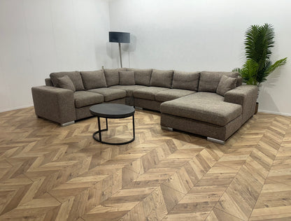 Grijze/Beige U Bank ~ Losse Kussens Met Afneembare Hoezen