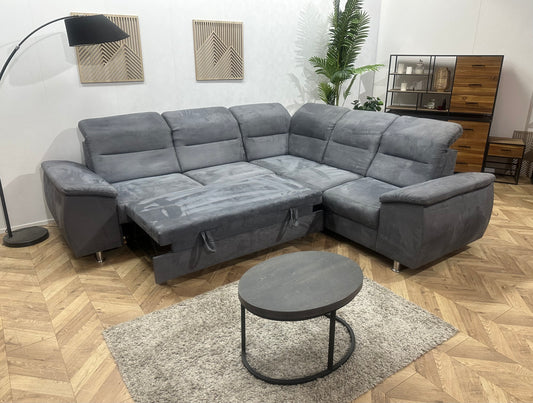 Antraciet Suède Stoffen Hoekbank ~ Slaapfunctie