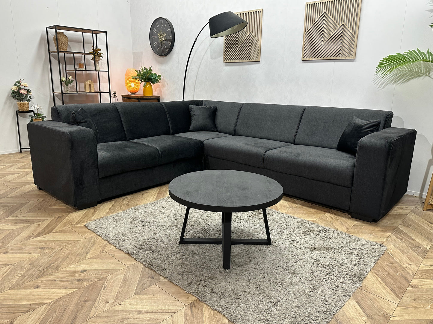 !Showroommodel! Zwarte Velvet Hoekbank