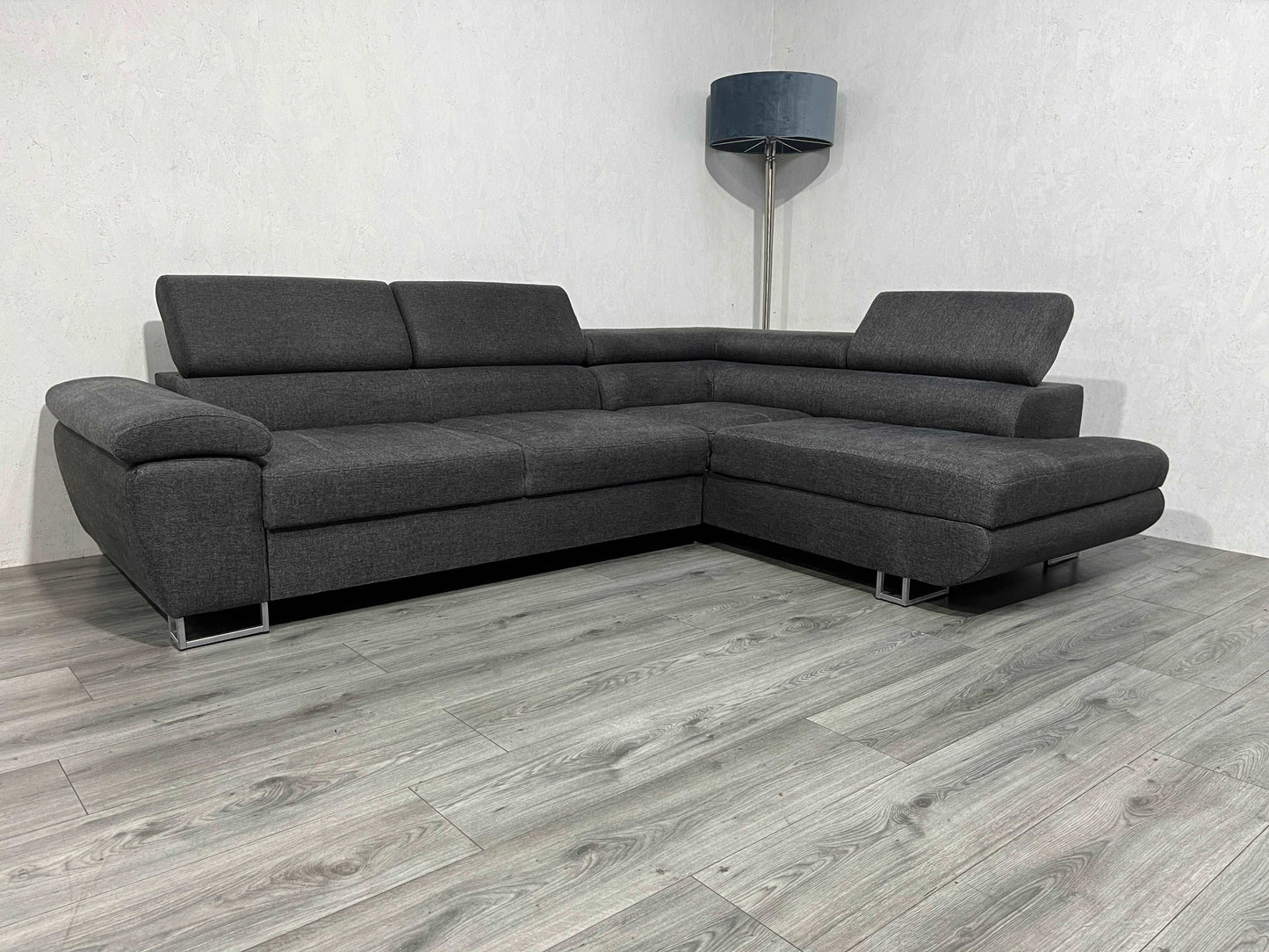 Antraciet Design Hoekbank ~ Verstelbare Hoofdsteunen