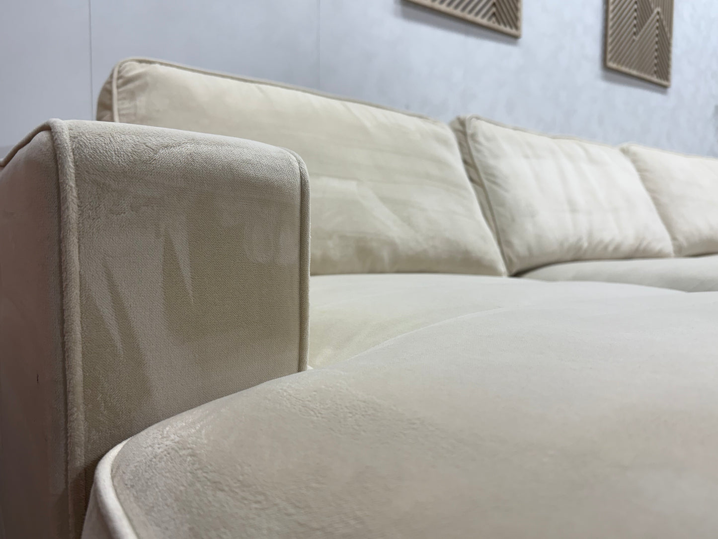 Crème Velvet U Bank ~ Losse Kussens Met Afneembare Hoezen