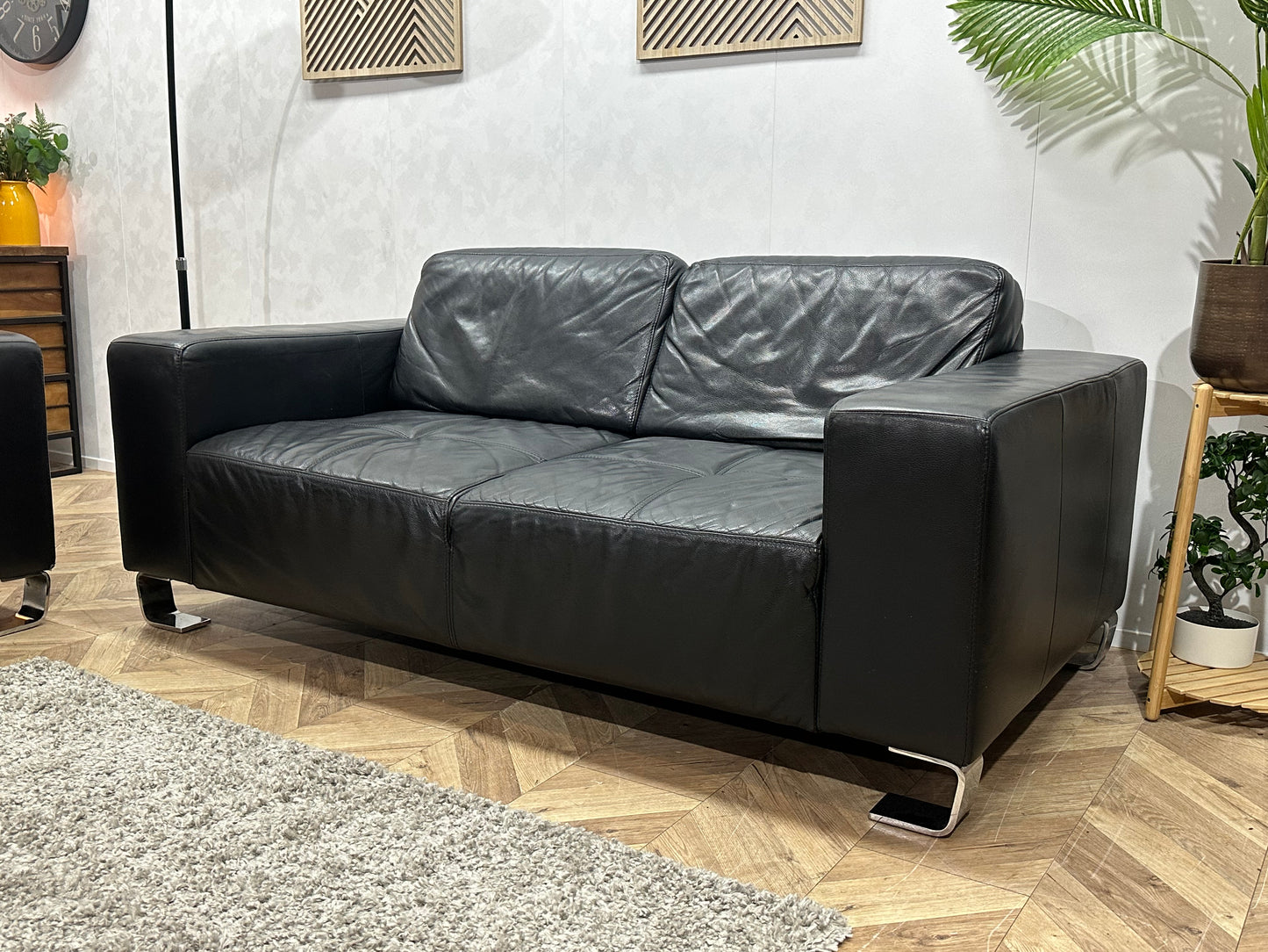 Zwart Echt Lederen Banken Set ~ Vaste Kussens