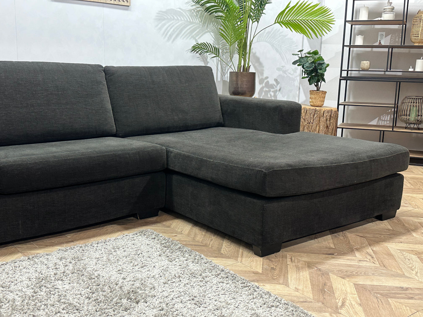 Antraciet Suède Stoffen Hoekbank ~ Losse Kussens Met Afneembare Hoezen