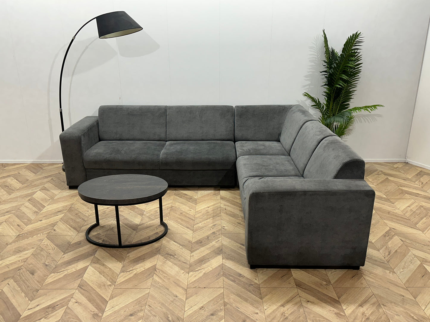 !Showroommodel! Antraciet Velvet Hoekbank