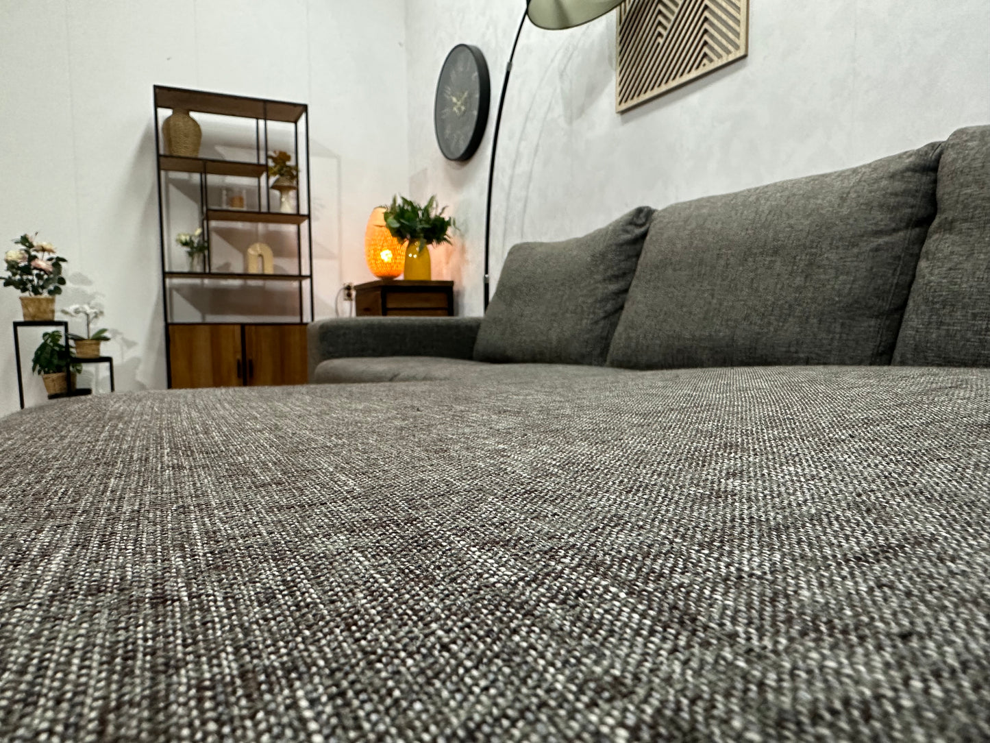 Antraciet Hoekbank ~ Vaste Kussens