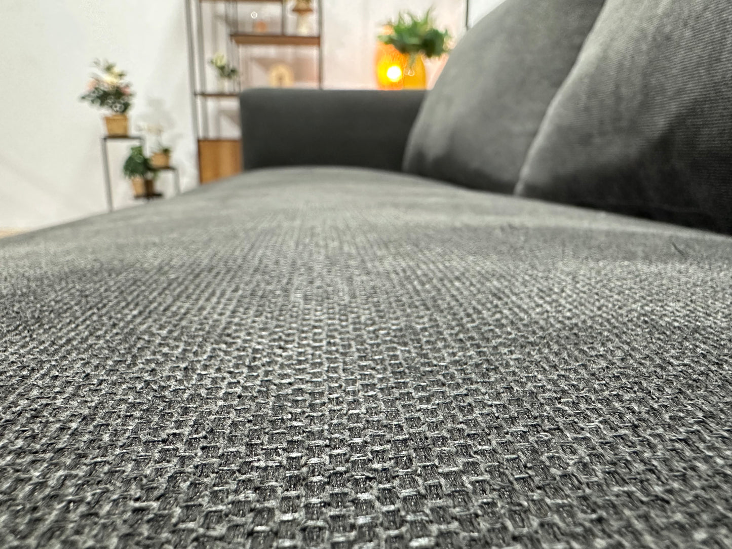 Antraciet Suède Stoffen Hoekbank ~ Losse Rugkussens Met Afneembare Hoezen