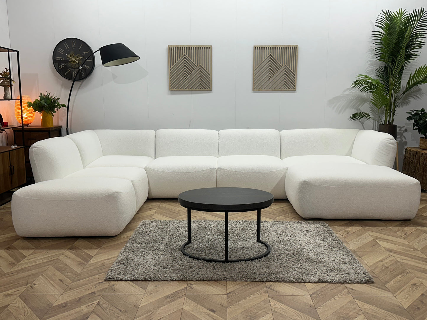 !Showroommodel! Witte Bouclé U Bank