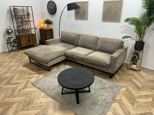 Licht Bruine Velvet Hoekbank ~ Losse Kussens Met Afneembare Hoezen