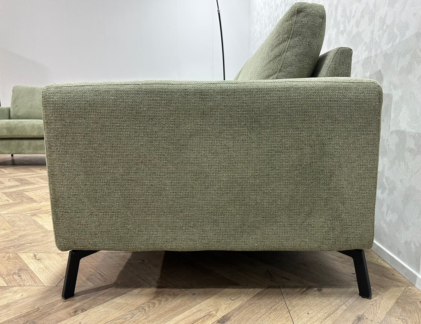 Groene Suède Stoffen Banken Set ~ Losse Kussens Met Afneembare Hoezen