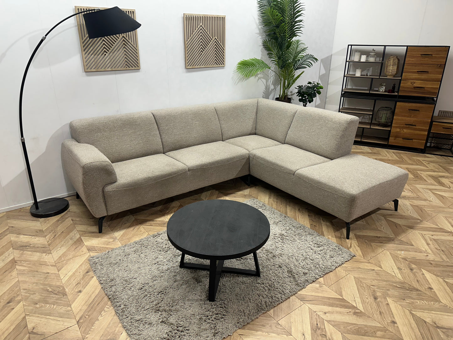 H&H Grijze Hoekbank ~ Vaste Kussens