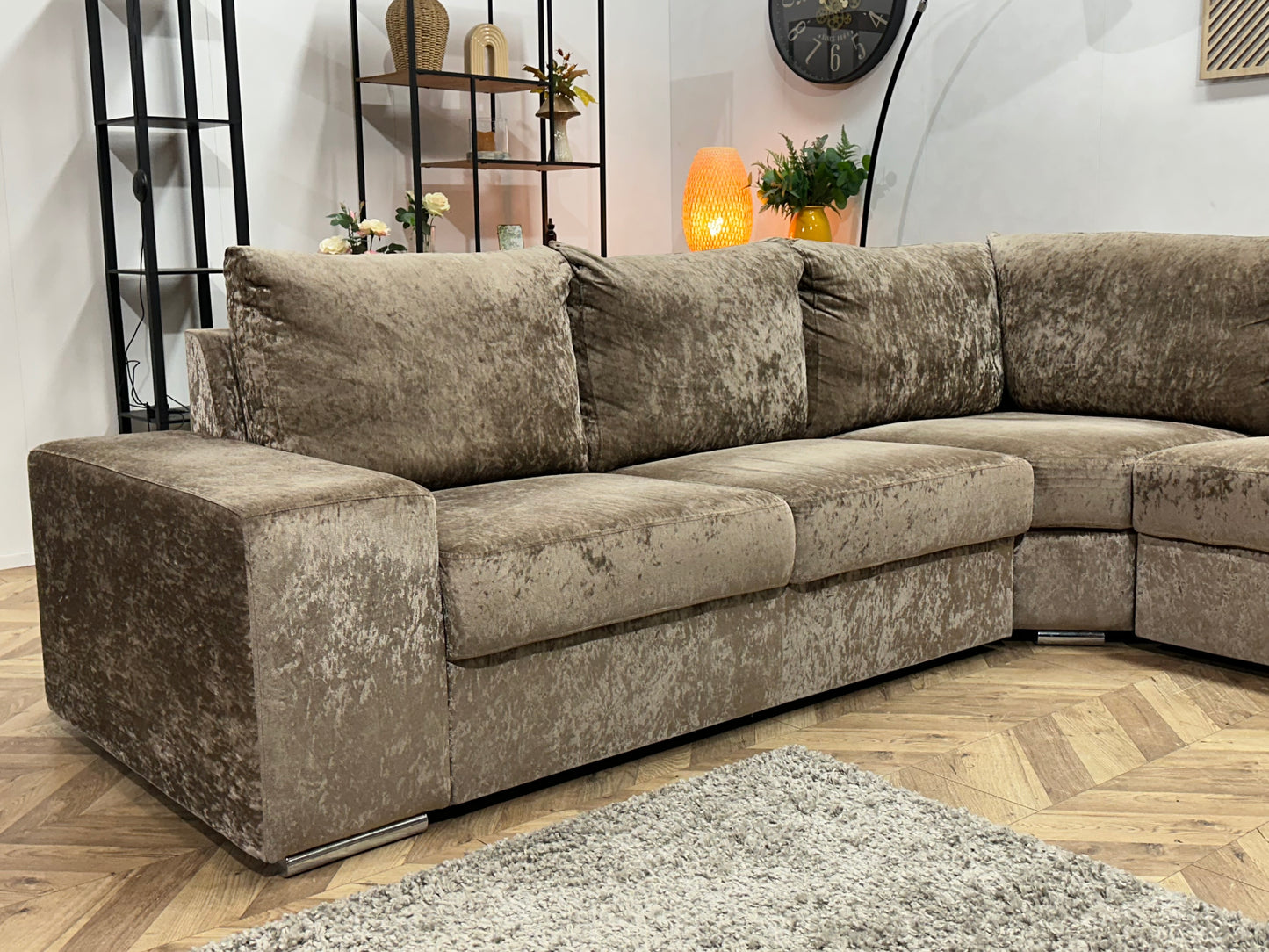 Bruine Velvet  U Bank ~ Losse Rugkussens Met Afneembare Hoezen