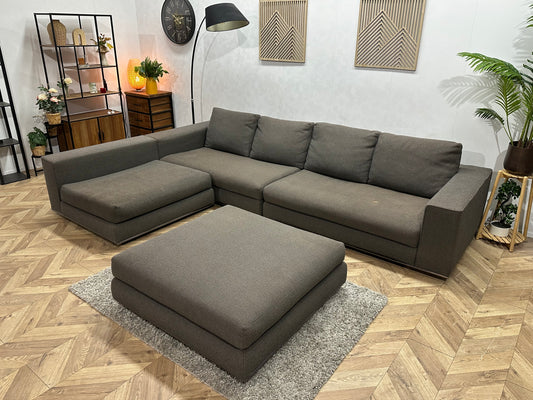 Minotti Bruine Hoekbank Inc Hocker ~ Inruilvoordeel