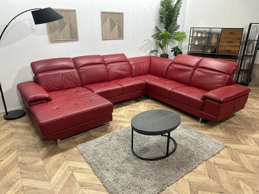 Rode Echt Lederen U Bank ~ Verstelbare Hoofdsteunen