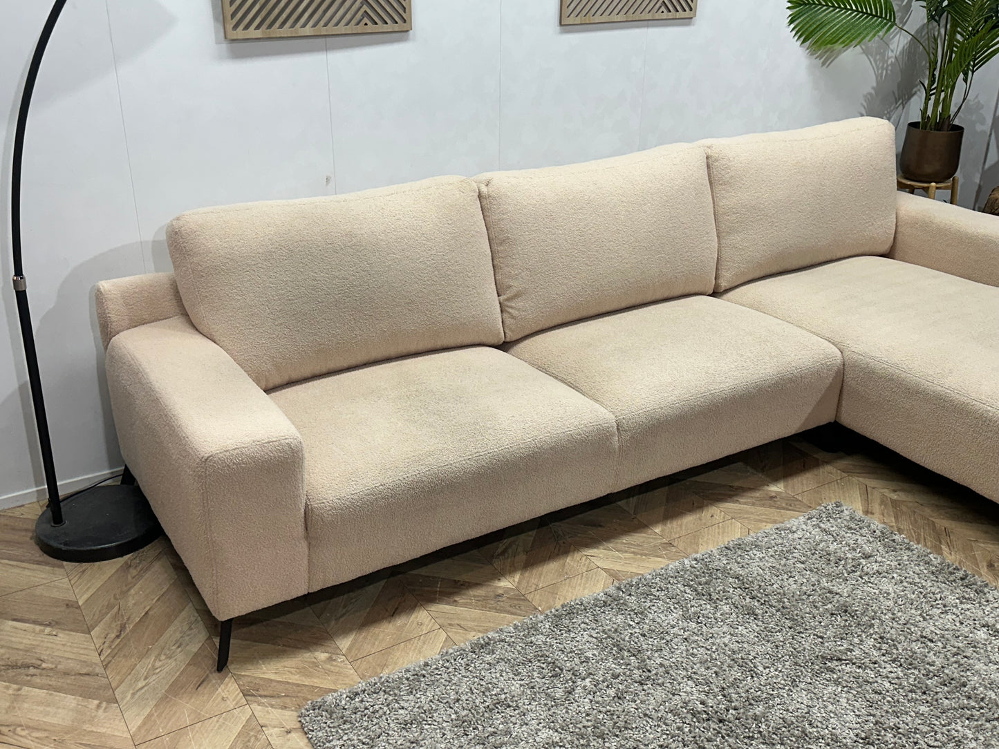 !Showroommodel! Crème Bouclé Hoekbank