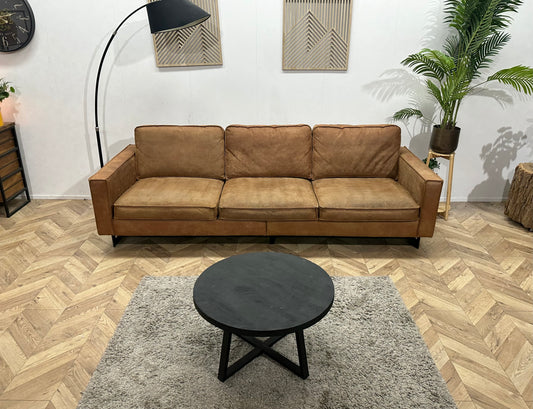 Cognac Bruine Suède Stoffen 3-Zits Bank ~ Losse Kussens Met Afneembare Hoezen