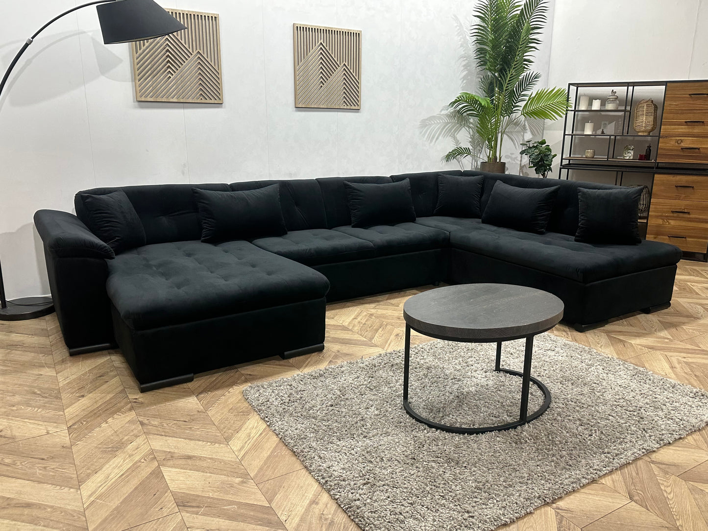 !Showroommodel! Zwarte Velvet Hoekbank