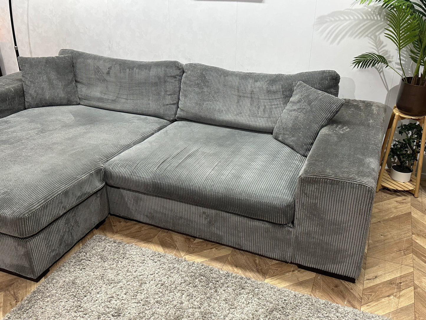 Grijze Ribstof Hoekbank ~ Meerdere Opstellingen