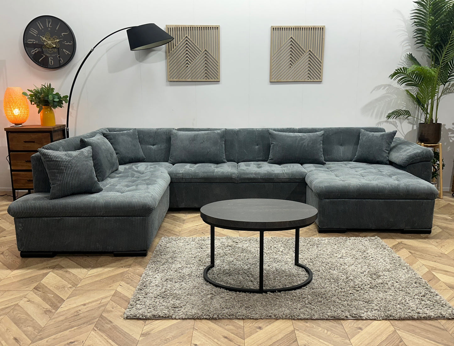 !Showroommodel! Blauwe Ribstof U Bank